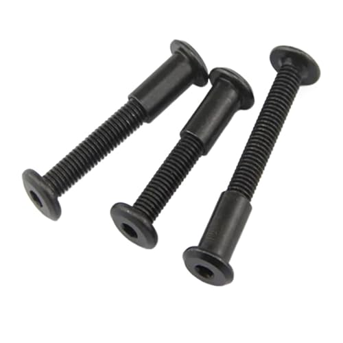 CSFFA 2sets-10sets M4 M5 M6 M8 Stahl mit schwarzer großer flacher Sechskant-Möbelschraube mit Mutter Nietverbinder Einsatz Gelenkhülsenmutter(50mm(L),5pcs M6xL with Nut) von CSFFA