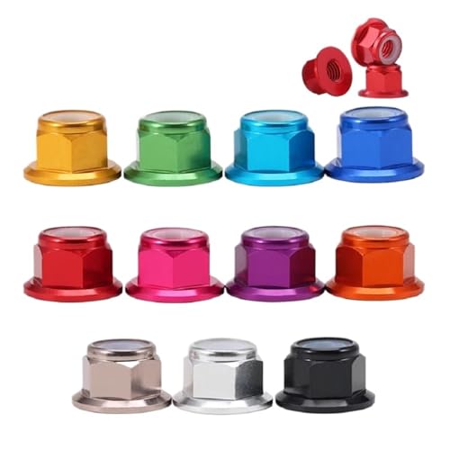 CSFFA 5Pcs M2 M3 M4 M5 Bunte Aluminium Legierung Flansch Mutter Nylon Einsatz Flansch Kontermutter(Peach,M5 (5Pcs)) von CSFFA