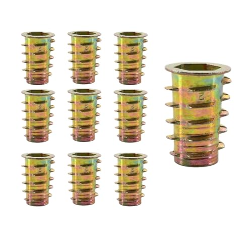 CSFFA M4 M5 M6 M8 M10 Möbelmutter Zinklegierung Sechskant-Antriebseinsatzmuttern T-Typ Holzbearbeitung Holzeinsatzmutter Tisch Schreibtisch Stuhl Bett Nutsert(Zinc Alloy (10Pcs),M4x10mm) von CSFFA