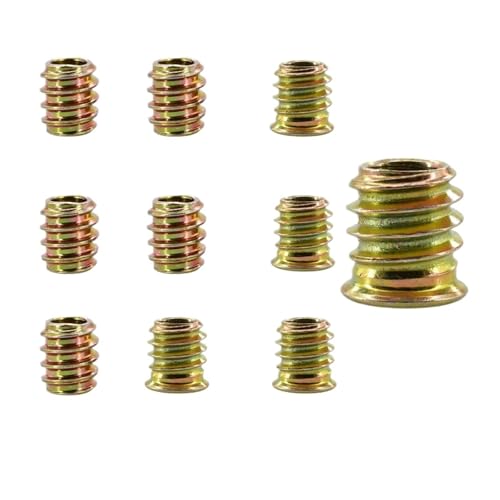 CSFFA M4 M5 M6 M8 M10 Möbelmutter Zinklegierung Sechskant-Antriebseinsatzmuttern T-Typ Holzbearbeitung Holzeinsatzmutter Tisch Schreibtisch Stuhl Bett Nutsert(Zinc Iron (10Pcs),M6x10mm) von CSFFA