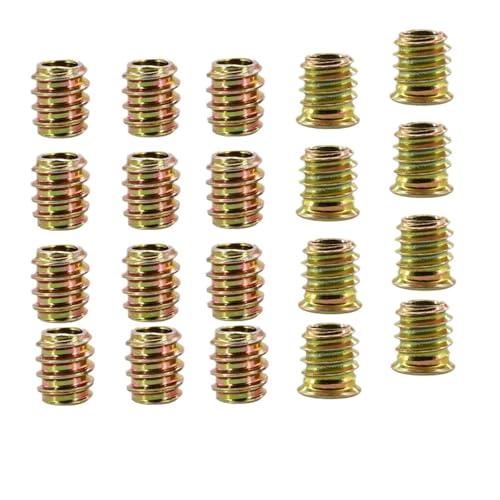 CSFFA M4 M5 M6 M8 M10 Möbelmutter Zinklegierung Sechskant-Antriebseinsatzmuttern T-Typ Holzbearbeitung Holzeinsatzmutter Tisch Schreibtisch Stuhl Bett Nutsert(Zinc Iron (20Pcs),M8x30mm) von CSFFA
