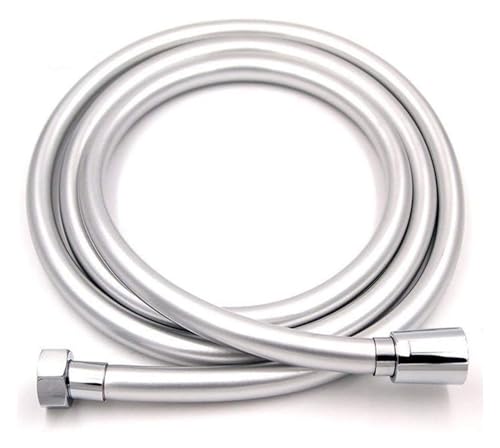 CSFFA PVC-Hochdruck-Brauseschlauch in Silber und Schwarz, glatt, for Badewanne, Handbrause, flexibel, um 360° drehbar(Silver) von CSFFA