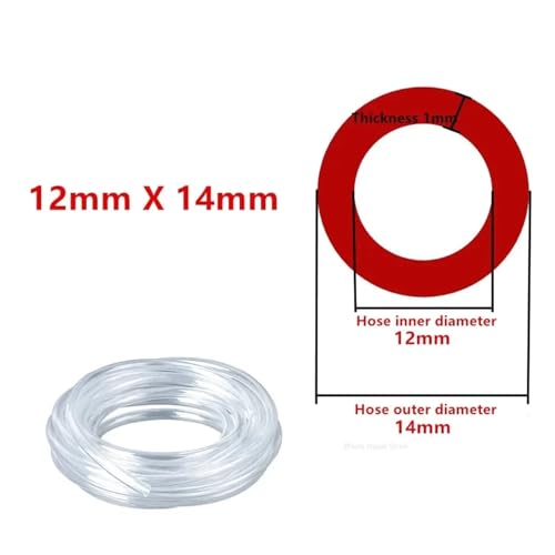 CSFFA PVC-Rohr Transparente Wasserrohre Rohrschläuche Aquariumschläuche Wasserpumpenschläuche Gartenschlauch 3 4 5 6 7 8 9 10 12 14 16 mm(12mm X 14mm,2 meters) von CSFFA