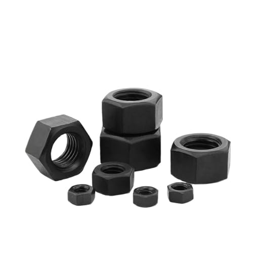 CSFFA Sechskantmuttern M2 .5M3 M4 M5 M6 M8 M10 M12 M14 M16 M18 M20 M22 M24 M27 Metrische Muttern aus schwarzem Oxidkohlenstoffstahl(M6 x50pcs) von CSFFA