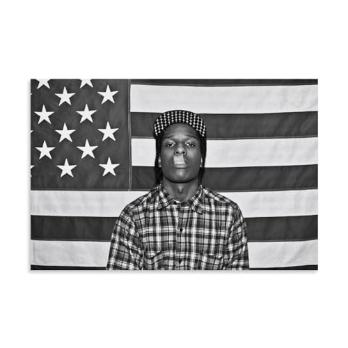 CSFWRUKL ASAP_Rocky Flag Black Singer Poster Dekorative Malerei Leinwand Wandkunst Wohnzimmer Poster Schlafzimmer Malerei,Wandkunst Bilddruck Moderne Familienzimmer Dekor 12x18inch(30x45cm) von CSFWRUKL