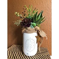 Faux Saftig Anordnung in Großen Elfenbein Bemalt Maurer Glas Behälter Faux Saftig Anordnung in Großen Elfenbein Bemalt Maurer Glas Behälter von CSFlorals