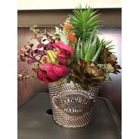 Faux Saftig Anordnung in Vintage Runde Dose von CSFlorals