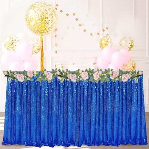 CSHWXY Pailletten-Tischrock, rosa, gewellte Rüschen, glitzernder Tischdeckenrock für Brautpartys, Geburtstagsfeiern, 1 Stück, blau, 70 x 183 cm CSHWXY Pailletten-Tischrock, rosa, gewellte Rüschen, glitzernder Tischdeckenrock für Brautpartys, Geburtstagsfeiern, 1 Stück, blau, 70 x 183 cm von CSHWXY