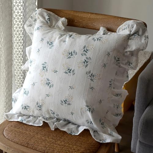 Kissenbezug mit Rüschen und Volants aus Baumwollflor, Kissenbezug, Heimdekoration, Sofa, Rüschenkissen, Couch-Ornament, A, 40 x 40 cm Kissenbezug mit Rüschen und Volants aus Baumwollflor, Kissenbezug, Heimdekoration, Sofa, Rüschenkissen, Couch-Ornament, A, 40 x 40 cm von CSHWXY