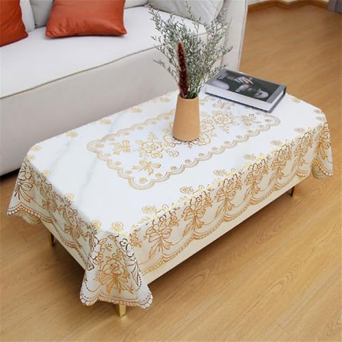 PVC-Heißprägung Tischdecke Couchtischmatte rechteckig Haushalt Hotel Tischdecke wasserdicht und ölbeständig, Gold, 90x140cm PVC-Heißprägung Tischdecke Couchtischmatte rechteckig Haushalt Hotel Tischdecke wasserdicht und ölbeständig, Gold, 90x140cm von CSHWXY