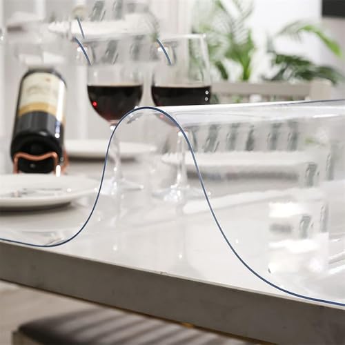 Transparenter Tischschutz, Kunststoff-Tischdecke, Schreibtischschutzmatte, Schreibtischunterlage, wasserdichte PVC-Tischdecke, transparent, 70 cm x 280 cm von CSHWXY