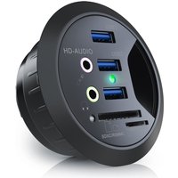 Csl Tisch usb Hub mit Kartenleser & Aux Anschluss 3x usb 3.2 Gen1/ 2x 3,5mm Klinke / microSD + sdxc von CSL-COMPUTER
