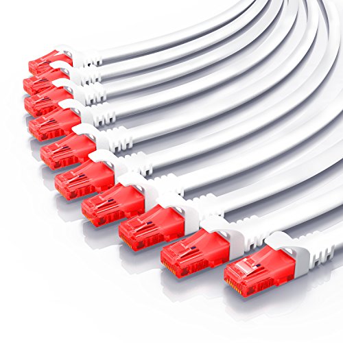 10 x 0,5m - CAT.6 Ethernet Gigabit LAN Netzwerkkabel RJ45-10 100 1000Mbit s - Patchkabel - kompatibel zu CAT.5 CAT.5e CAT.7 - Switch Router Modem Patchpannel Access Point Patchfelder - weiß von CSL-Computer