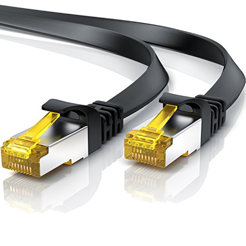 15m CAT 7 Netzwerkkabel Flach - Ethernet Kabel - Gigabit Lan 10 Gbit s - Patchkabel - Flachbandkabel - Verlegekabel - Cat.7 Rohkabel U FTP PIMF Schirmung mit RJ 45 Stecker - Switch Router Modem von CSL-Computer