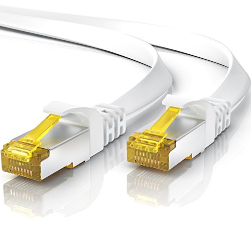 30m CAT 7 Netzwerkkabel Flach - Ethernet Kabel - Gigabit Lan 10 Gbit s - Patchkabel - Flachbandkabel - Verlegekabel - Cat.7 Rohkabel U FTP PIMF Schirmung mit RJ 45 Stecker - Switch Router Modem von CSL-Computer