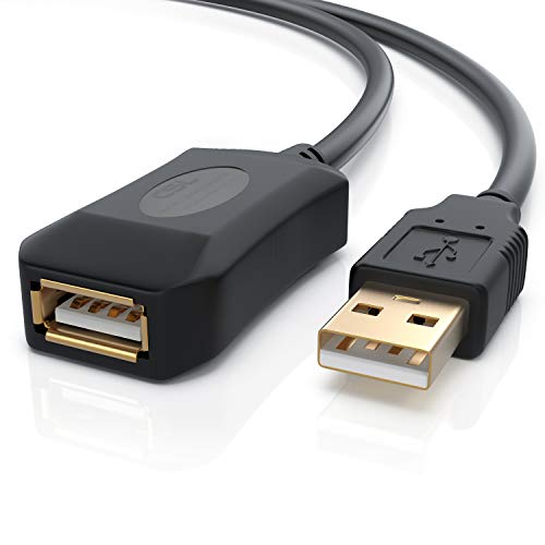 CSL - 5m USB 2.0 Repeaterkabel Verlängerungskabel Extension Cable aktiv mit Signalverstärkung - Signalverstärker Repeater - erweiterbar - vergoldete Kontakte - schwarz von CSL-Computer