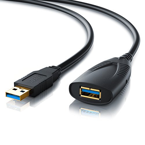 CSL-Computer 5m USB 3.2 Gen1 Repeater Verlängerungskabel Extension Cable aktiv mit Signalverstärkung - Signalverstärker Repeater - Super Speed Verlängerung - schwarz von CSL-Computer