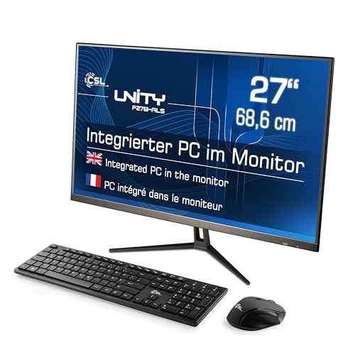 All-in-One-PC CSL Unity F27B-ALS, 68,58 cm (27 Zoll, 1920x1080 Full HD) - Leistungsstarker AIO (Intel N200 CPU 4x3700 MHz, 1000 GB SSD, 8 GB DDR4-RAM, Windows 11 Pro), schwarz von CSL-Computer