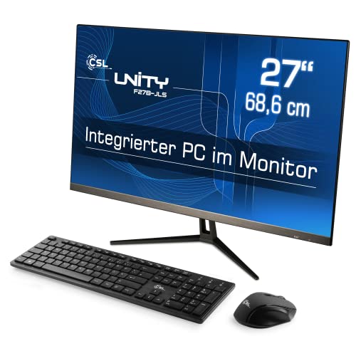 All-in-One-PC CSL Unity F27B-JLS, 68,58 cm (27 Zoll, 1920x1080 Full HD) - Leistungsstarker AIO (Intel Celeron N5100 CPU 4x2800 MHz, 1000 GB SSD, 16 GB DDR4-RAM, Windows 11 Home), schwarz von CSL-Computer