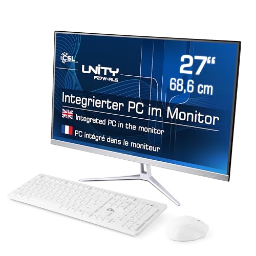 All-in-One-PC CSL Unity F27W-ALS, 68,58 cm (27 Zoll, 1920x1080 Full HD) - Leistungsstarker AIO (Intel N200 CPU 4x3700 MHz, 1000 GB SSD, 32 GB DDR4-RAM, Windows 11 Home), weiß von CSL-Computer