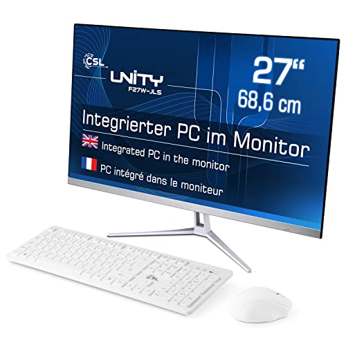 All-in-One-PC CSL Unity F27W-JLS, 68,58 cm (27 Zoll, 1920x1080 Full HD) - Leistungsstarker AIO (Intel Pentium N6000 CPU 4x3300 MHz, 1000 GB SSD, 16 GB DDR4-RAM, Windows 11 Pro), weiß von CSL-Computer