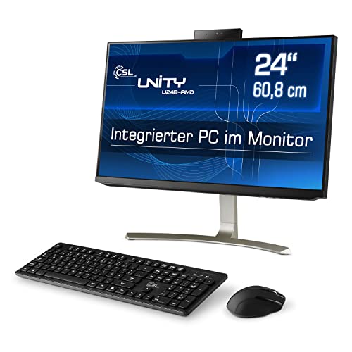 All-in-One-PC CSL Unity U24B-AMD, 60,5 cm (23,8 Zoll, 1920x1080 Full HD) - Leistungsstarker AIO (AMD Ryzen 5 5600G CPU 6x3900 MHz, 500 GB SSD, 16 GB DDR4-RAM, Windows 11 Pro), schwarz von CSL-Computer