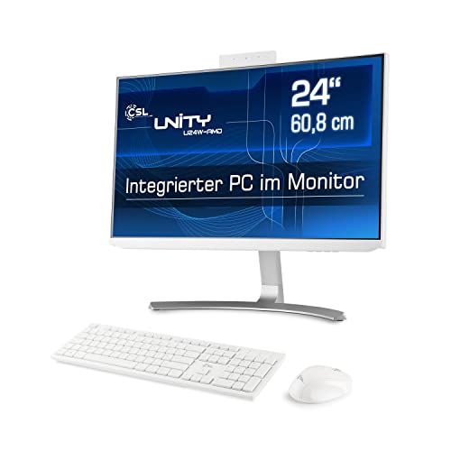 All-in-One-PC CSL Unity U24W-AMD, 60,5 cm (23,8 Zoll, 1920x1080 Full HD) - Leistungsstarker AIO (AMD Ryzen 5 5600G CPU 6x3900 MHz, 500 GB SSD, 16 GB DDR4-RAM), weiß von CSL-Computer