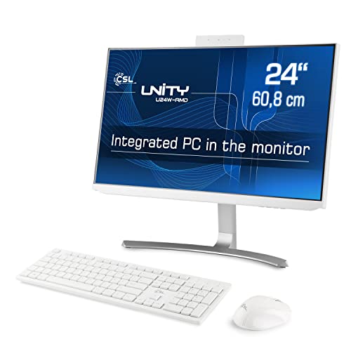 All-in-One-PC CSL Unity U24W-AMD, 60,5 cm (23,8 Zoll, 1920x1080 Full HD) - Leistungsstarker AIO (AMD Ryzen 7 5700G CPU 8x3800 MHz, 4000 GB M.2 SSD, 64 GB DDR4-RAM, Windows 11 Pro), weiß von CSL-Computer