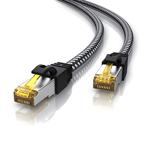 CSL - 0,5m 50cm Cat 7 Netzwerkkabel Gigabit Ethernet LAN Kabel - Baumwollmantel - 10000 Mbit S - Patchkabel - Cat.7 Rohkabel S FTP Pimf Schirmung mit RJ 45 Stecker - Switch Router Modem Access Point von CSL-Computer