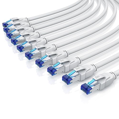 CSL 10 x 0,5m CAT 8.1 Netzwerkkabel 40 Gbits LAN Kabel Patchkabel Datenkabel CAT 8 High Speed Gigabit Ethernet Cable - 40000 Mbits Glasfaser Geschwindigkeit - S/FTP PIMF Schirmung RJ45 Stecker von CSL-Computer