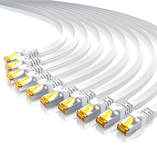 CSL - 10 x 1m - CAT.7 Gigabit Ethernet LAN Flachband Netzwerkkabel - Flachbandkabel Verlegekabel RJ45-10 100 1000 Mbit s - Patchkabel Flachkabel - kompatibel zu CAT.5 CAT.5e CAT.6 - weiß CSL - 10 x 1m - CAT.7 Gigabit Ethernet LAN Flachband Netzwerkkabel - Flachbandkabel Verlegekabel RJ45-10 100 1000 Mbit s - Patchkabel Flachkabel - kompatibel zu CAT.5 CAT.5e CAT.6 - weiß von CSL-Computer