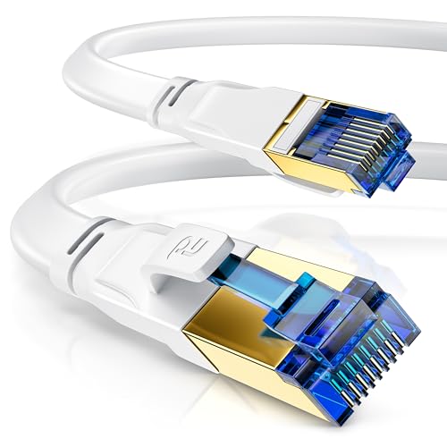 CSL - 10m CAT 8.1 Netzwerkkabel Flach 40 Gbits - LAN Kabel Patchkabel - CAT 8 Gigabit RJ45 Ethernet Cable - 40000 Mbits Glasfaser Geschwindigkeit - Flachbandkabel - Verlegekabel - Cat 6 Cat 7 Cat 8 von CSL-Computer