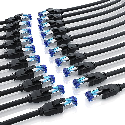 CSL 20 x 0,5m CAT 8.1 Netzwerkkabel 40 Gbits, LAN Kabel Patchkabel Datenkabel - CAT 8 High Speed Gigabit Ethernet Cable, 40000 Mbits Glasfaser Geschwindigkeit - S/FTP PIMF Schirmung RJ45 Stecker von CSL-Computer