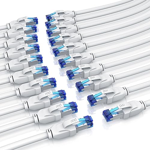 CSL 20 x 1m CAT 8.1 Netzwerkkabel 40 Gbits LAN Kabel Patchkabel Datenkabel CAT 8 High Speed Gigabit Ethernet Cable - 40000 Mbits Glasfaser Geschwindigkeit - S/FTP PIMF Schirmung RJ45 Stecker von CSL-Computer