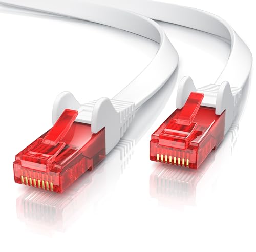 CSL - 20m Cat 6 Netzwerkkabel Flach - Gigabit Ethernet LAN - RJ45 Kabel Flachbandkabel Verlegekabel - 10 100 1000 Mbit s - Patchkabel Flachkabel - weiß von CSL-Computer