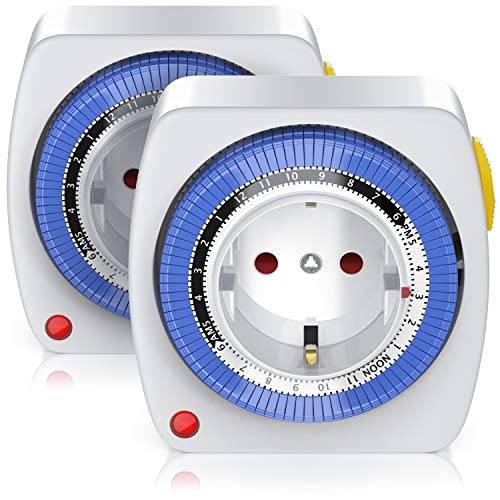 CSL - 2X Zeitschaltuhr, mechanische Timer-Steckdose, Zeitschaltuhr Steckdose 24 Std, 3680W Mechanische Zeitschaltuhr, Zeitschaltuhr Analog 96 Segmente, 15 Minuten Intervall von CSL-Computer