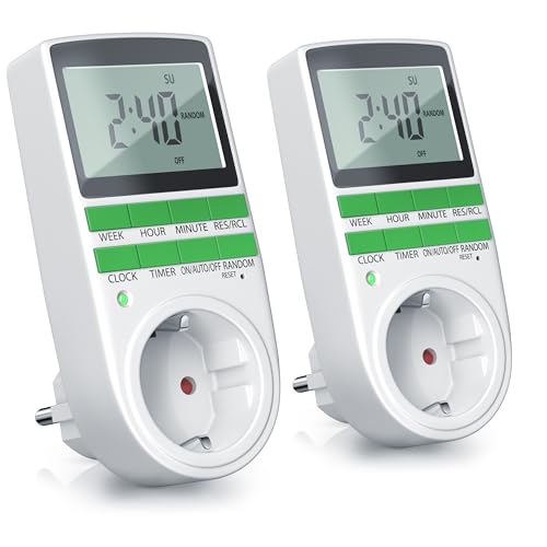 CSL - 2X Zeitschaltuhr digital - 2,1" LCD-Display 5,3 cm - 3680W - Digital-Zeitschaltuhr mit 10 konfigurierbaren Programmen - Back-Up Reserve-Akku - Zufallsschaltung - integrierter Berührungsschutz von CSL-Computer