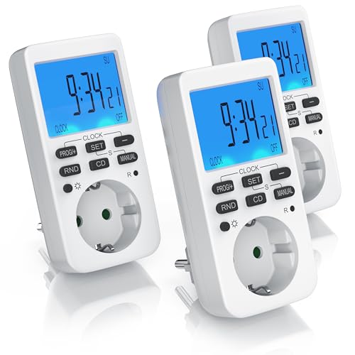 CSL - 3X Digitale Zeitschaltuhr Steckdose 3680W, Timer Steckdose für Innen mit 10 täglichen konfigurierbaren Programmen, LCD Display 2,3 Zoll, Zufallsfunktion für Innen CSL - 3X Digitale Zeitschaltuhr Steckdose 3680W, Timer Steckdose für Innen mit 10 täglichen konfigurierbaren Programmen, LCD Display 2,3 Zoll, Zufallsfunktion für Innen von CSL-Computer