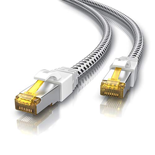 CSL - 3m Cat 7 Netzwerkkabel Gigabit Ethernet LAN Kabel - Baumwollmantel - 10000 Mbit S - Patchkabel - Cat.7 Rohkabel S FTP Pimf Schirmung mit RJ 45 Stecker - Switch Router Modem Access Point von CSL-Computer