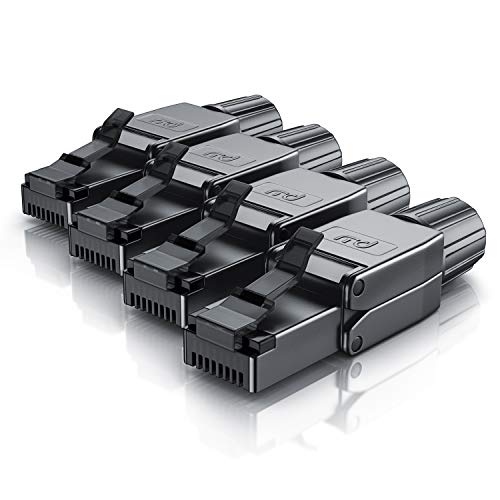 CSL - 4X Netzwerkstecker Feldkonfektionierbar RJ45 CAT 6/7/8 - Geschirmt 40 GBit/s 2000 MHz Ethernet Werkzeuglos LAN Kabel - Crimpstecker Steckverbinder für Netzwerkkabel Verlegekabel von CSL-Computer