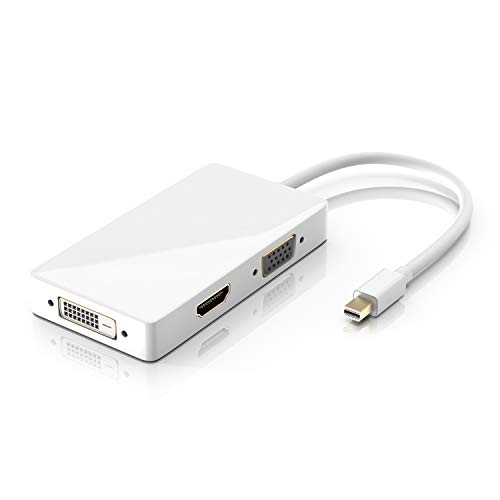 CSL - 4k 3in1 Mini Displayport 1.2 zu HDMI VGA oder DVI Adapter - 3840x2160 UHD 2160p 4k - kompatibel mit PC MAC Apple ASUS Dell Google Lenovo HP Toshiba Video und Audio-Übertragung - Weiss von CSL-Computer