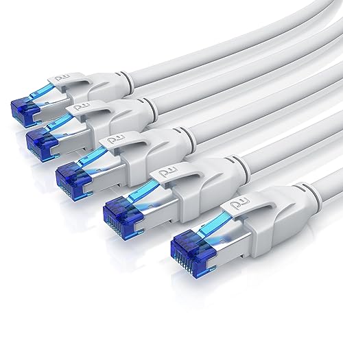 CSL 5 x 0,25m CAT 8.1 Netzwerkkabel 40 Gbits - LAN Kabel Patchkabel Datenkabel - CAT 8 High Speed Gigabit Ethernet Cable - 40000 Mbits Glasfaser Geschwindigkeit - S/FTP PIMF Schirmung RJ45 Stecker von CSL-Computer