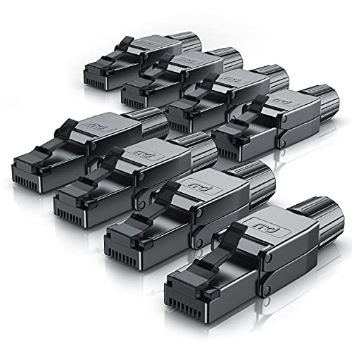 CSL - 8 x Netzwerkstecker Feldkonfektionierbar RJ45 CAT 6/7/8 - Geschirmt 40 GBit/s 2000 MHz Ethernet Werkzeuglos LAN Kabel - Crimpstecker Steckverbinder für Netzwerkkabel Verlegekabel von CSL-Computer