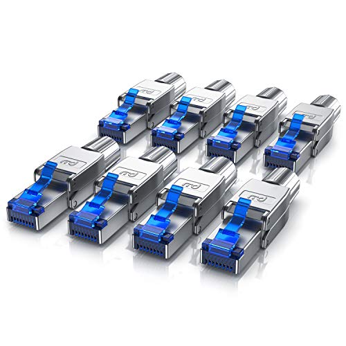 CSL - 8x Netzwerkstecker Feldkonfektionierbar RJ45 CAT 6/7/8 - Geschirmt 40 GBit/s 2000 MHz Ethernet Werkzeuglos LAN Kabel - Crimpstecker Steckverbinder für Netzwerkkabel Verlegekabel von CSL-Computer