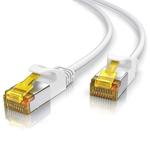 CSL - CAT 7 Netzwerkkabel Slim - 2m - Patchkabel – RJ45 – LAN Ethernet Gigabit Kabel – 10000 Mbit – U/FTP PIMF Schirmung – Switch Router Modem PS5 XBox Series X -kompatibel zu CAT 6 CAT 8 - weiß von CSL-Computer