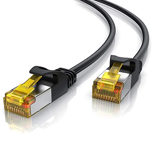 CSL - Cat 7 Netzwerkkabel Slim - 1m - Patchkabel – RJ45 – LAN Ethernet Gigabit Kabel – 10000 Mbit – U/FTP PIMF Schirmung – Switch Router Modem PS5 Xbox Series X -kompatibel zu Cat 6 Cat 8 - schwarz von CSL-Computer