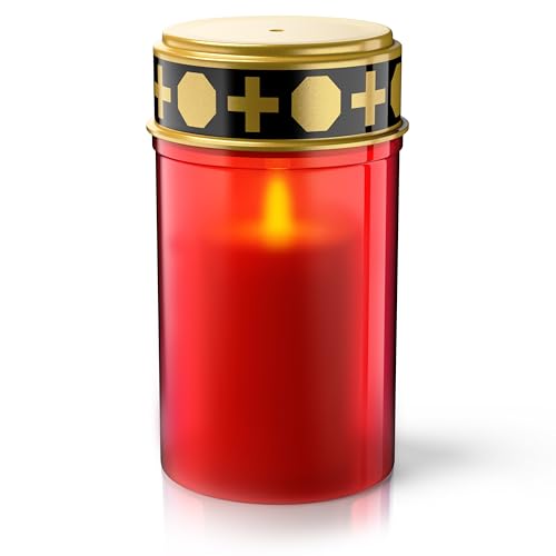 CSL-Computer LED Grablicht - wassergeschützt - Grabkerze Batteriebetrieb - Friedhofskerze – realistischer Flackereffekt - langlebig und robust von CSL-Computer