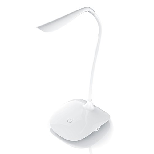 CSL-Computer SL - LED Schreibtischlampe dimmbar - 3 Helligkeitsstufen -Tischlampe Bürolampe Tischleuchte Nachttischlampe - leuchtstarke 70 Lumen - 3 W - hohe Lichtausbeute - Weiß von CSL-Computer