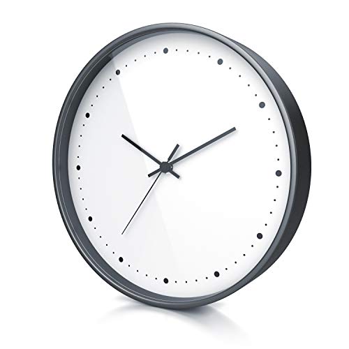 CSL-Computer Wanduhr Funkuhr rund 24 cm Durchmesser - Bürouhr Küchenuhr - analoge Anzeige - DCF-Signal - Batteriebetrieb - automatische Umstellung Sommerzeit - neutrales Design mit Glasabdeckung von CSL-Computer