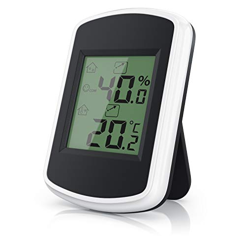 CSL - Digitales Mini Thermo-Hygrometer Thermometer Hygrometer innen Temperatur und Luftfeuchtigkeitmessgerät mit Smiley-Indikator für Gewächshaus, Wohnzimmer von CSL-Computer